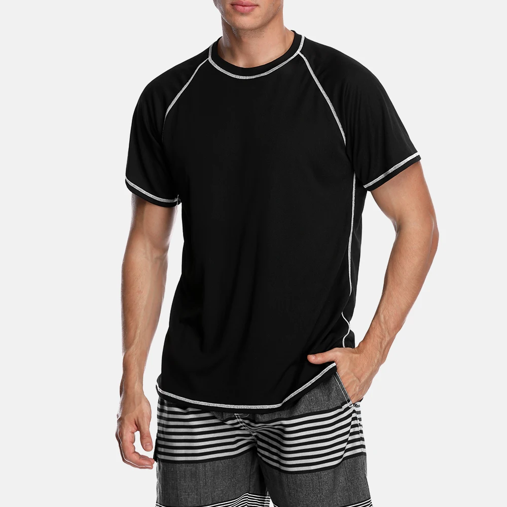 Rash Guard Surfing Swimsuit Attraco Men Rashguard Dry-Fit Short Shirt Men Diving Shirts Surf Rash Guards Top UPF 50+ Breathable Rashguard T-Shirt Beach Wear
