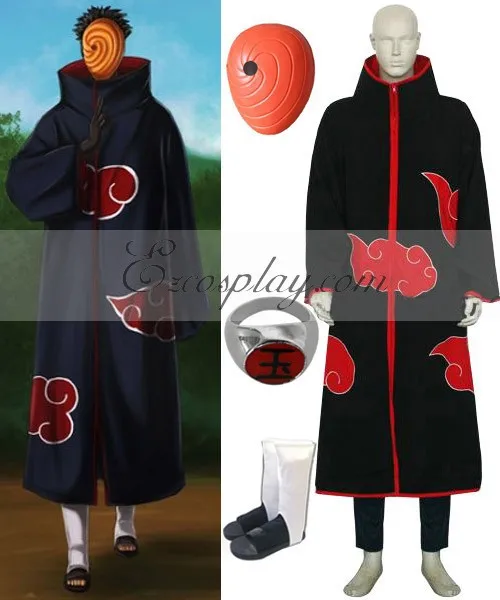 Наруто Akatsuki Tobi Madara Uchiha люксовый костюм для косплея Set E001 | Тематическая одежда и