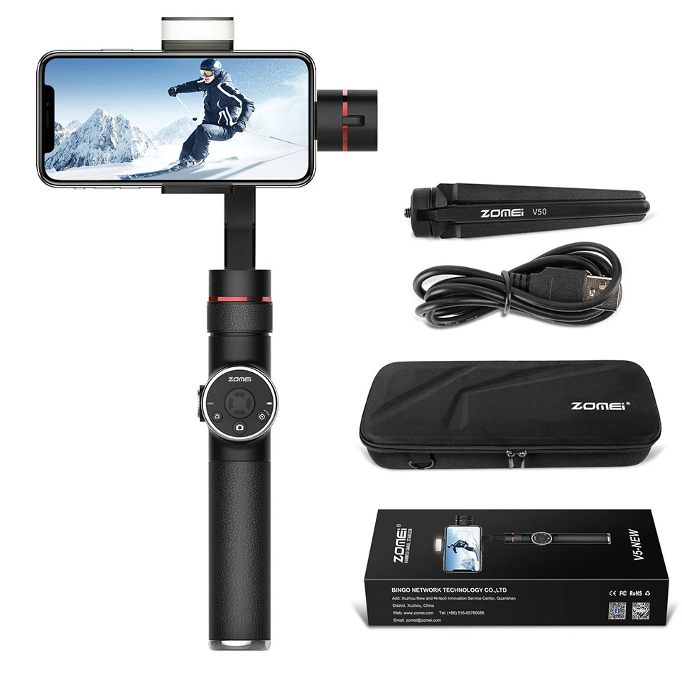  Zomei V5 New Smooth 4 3-Axis Handheld Gimbal Stabilizer w/Focus Pull & Zoom for iPhone Xs Max Xr X 