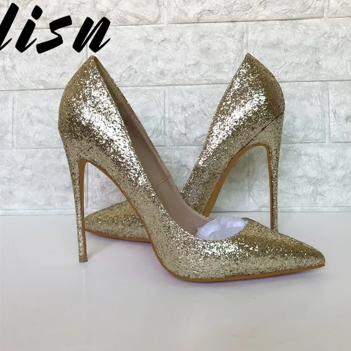 

Gold Glitter Pointed Toe Thin High Heel Pumps Fashion Ladies Wedding Shoes Sexy Hot Ladies Slip On Women Pumps Sandals Shoes