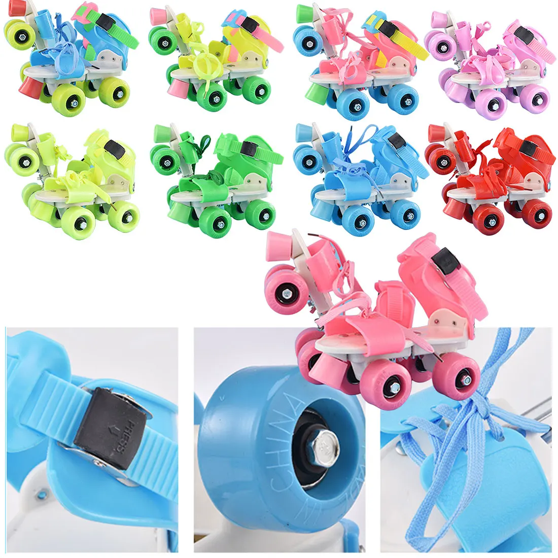 4 عجلات الأطفال زلاجات دوارة صف مزدوج قابل للتعديل حجم أحذية التزلج انزلاق سباق التعرج حذاء تزلج بعجلات الاطفال هدايا