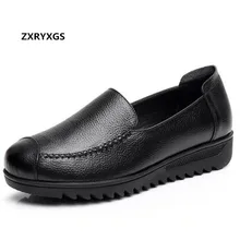 ZXRYXGS/Брендовая обувь; нескользящая женская повседневная обувь на плоской подошве; Новинка года; сезон весна; легкие удобные туфли из мягкой натуральной кожи на плоской подошве; большие размеры