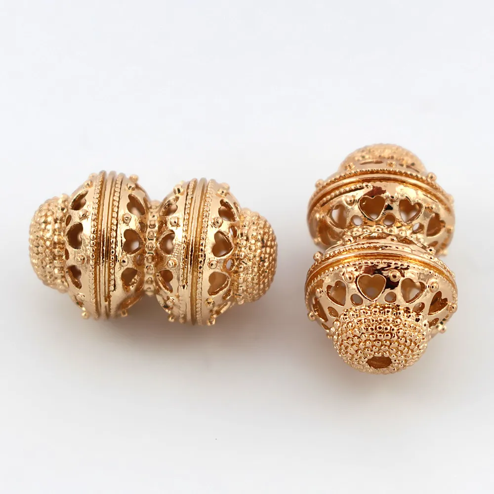 

African Spacer Beads Hollow Drum Connectors Beading Findings DIY for Dubai Gold Nigerian Inidan Men Women Wedding Jewelry Set