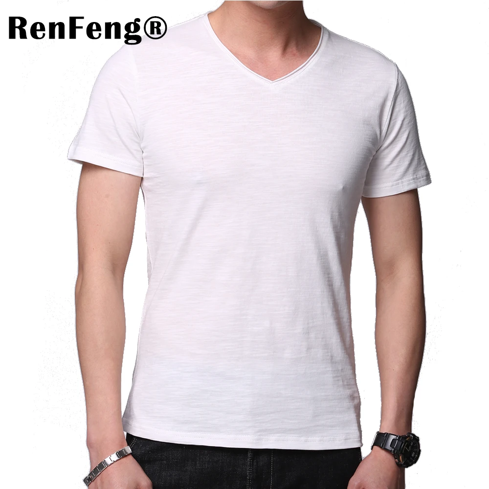 Under shirt men 2018 short sleeve t shirt men fashion brand design 95% Bamboo cotton T-shirt male quality Blank tshirts V-neck (2)