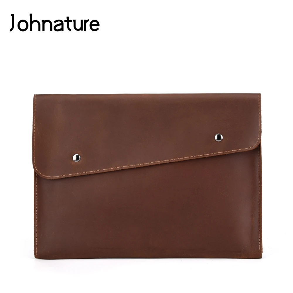 Johnature 2020 Новые повседневные кожаные ретро-конверты Crazy Horse мужские клатчи на