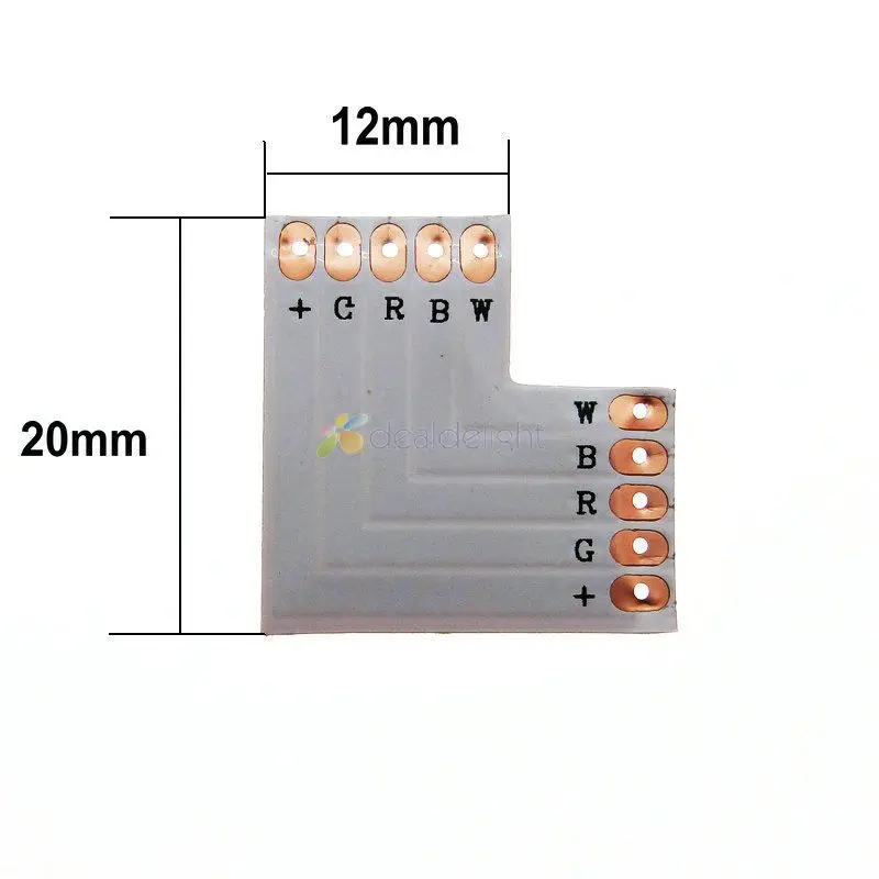 10 шт./лот 5 контактный разъем для печатной платы RGBW мм 12 L T X Shape разделитель RGBWW