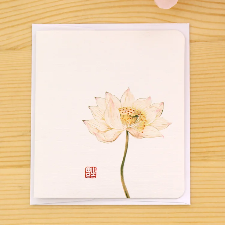 Купите 1 получить 1! Всего 2 шт! Китайская Картина лотоса мини-открытка на день рождения Письмо Конверт Подарочная открытка с сообщением E0390