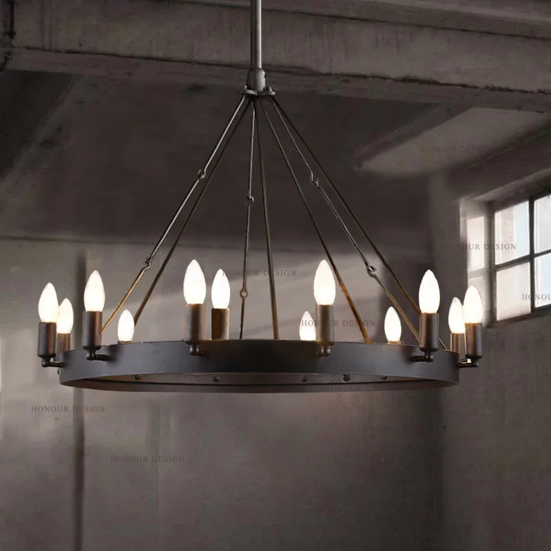 Hh American Village Loft Restaurant Bar Large Wrought Hh American Village Loft Restaurant Bar Large Wrought Iron Chandelier Vine Lighting Round Table Lamp Aliexpress Mobile