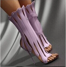 Gullick/босоножки на высоком каблуке высокого качества; сандалии-гладиаторы на шпильке; ботинки; летние ботинки с заклепками и вырезами; женская обувь - Цвет: as picture