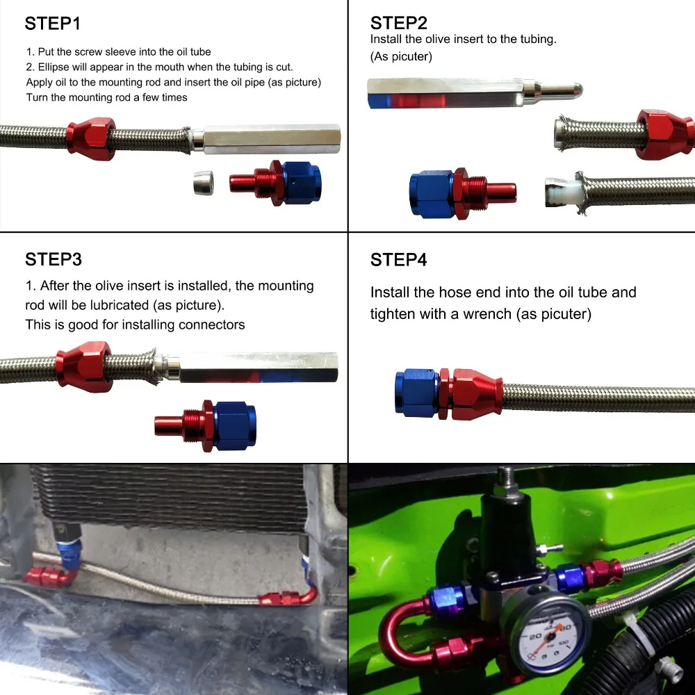 Evil energy 5 метров AN4 Плетеный PTFE E85 топливный шланг линия+ PTFE шланг Конец 0+ 45+ 90+ 180 фитинг адаптер Комплект Масляный охладитель