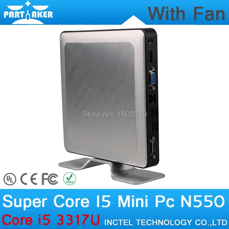 4G RAM 256G SSD Partaker N550 Linux Thin Client Mini PC Case with Intel Core I5 3317U Mini Desktop PC