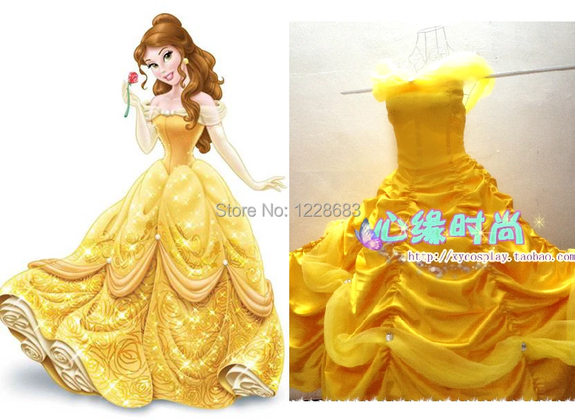 

Princess Costume Belle Dress Custom Made Cartoon Cosplay Fantasia Women And Men Hallween Costume