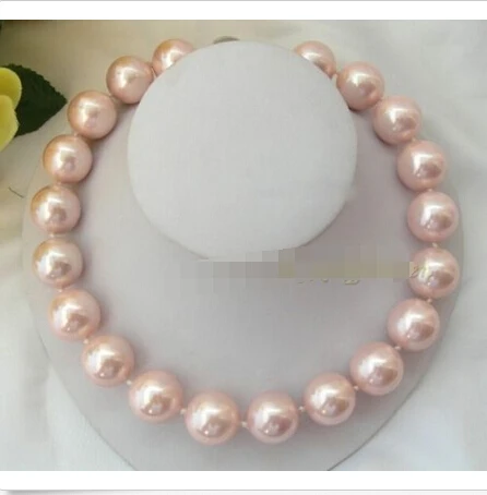 

hot& New Huge 20mm light pink round south sea shell pearl lady's party necklace 18"@^Noble style Natural Fine jewe FREE SHIPPING