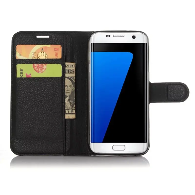 100 шт./лот gligle Смарт Magenetic держатель для карт из искусственной кожи с отделением для кредитных для samsung Galaxy S7 Edge чехол - Цвет: black
