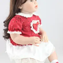 2" 70 см Reborn Baby real Girl reborn, мягкая силиконовая, виниловая кукла, красное платье, длинные волосы Bebe, живой подарок для девочек