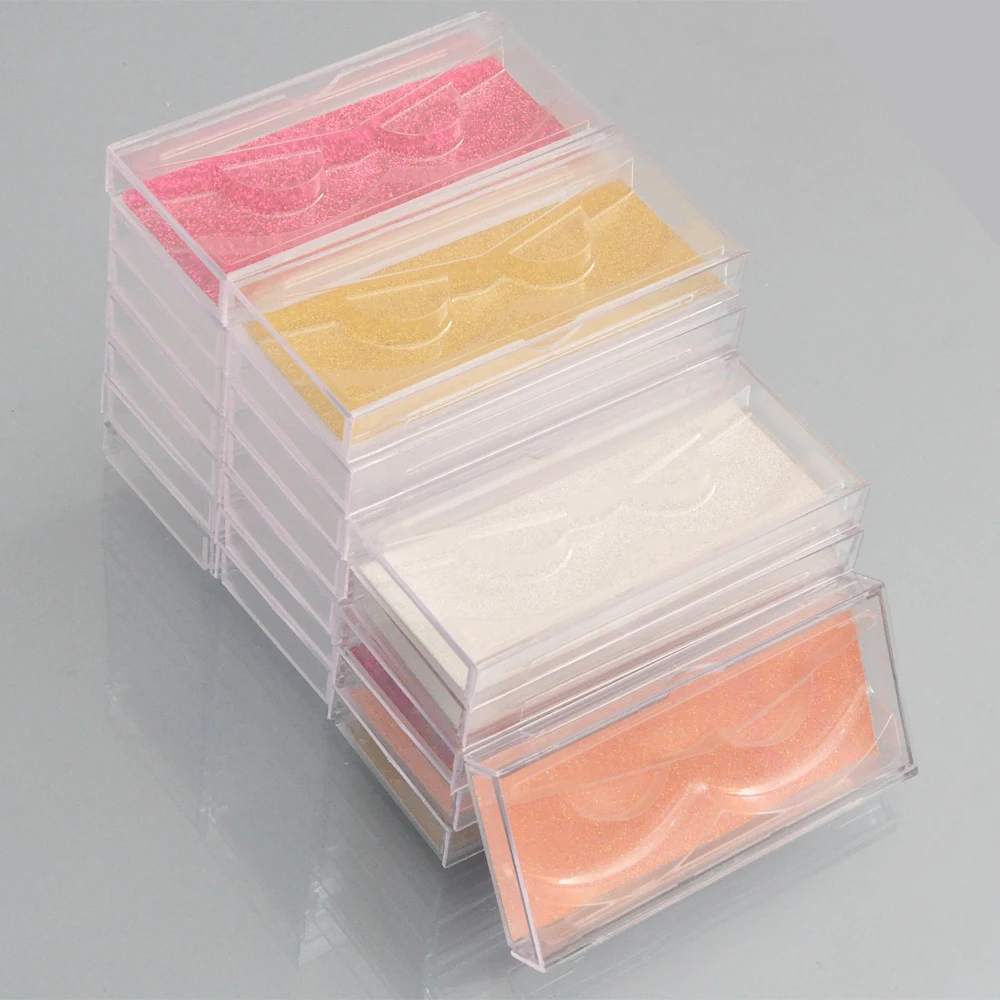 

100pcs Wholesale Acrylic False Eyelashes Packaging Box custom logo Fake 3d Mink lashes Box Faux Cils transparent plastic case