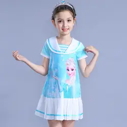 Dkdgny 2018 Летние платья для девочек символов печатает короткий рукав платье Нарядные платья для девочек