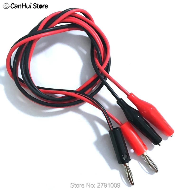 1M Test Cable Connector Alligator Cilp to AV Banana Plug Dual Tester Probe 35mm Crocodile Clip Multimeter Measure Tool