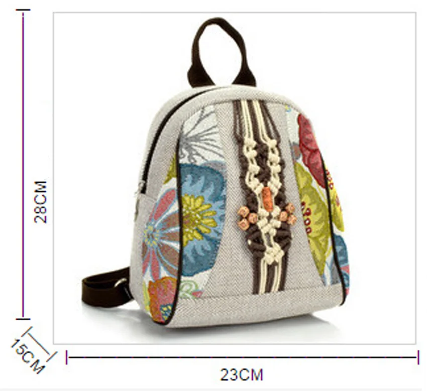 2021 New Retro Woman Backpack Female Shoulder Bag Pure Hand-woven Cotton Linen Small Rucksack Ancient Bag Student School Bags