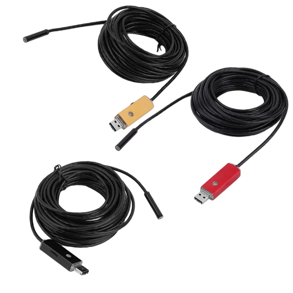 

Universal 2 In 1 Dual Interface Endoscope Waterproof 1M/2M/5M/10M Soft Cable Adjustable Light LED Borescope For Android