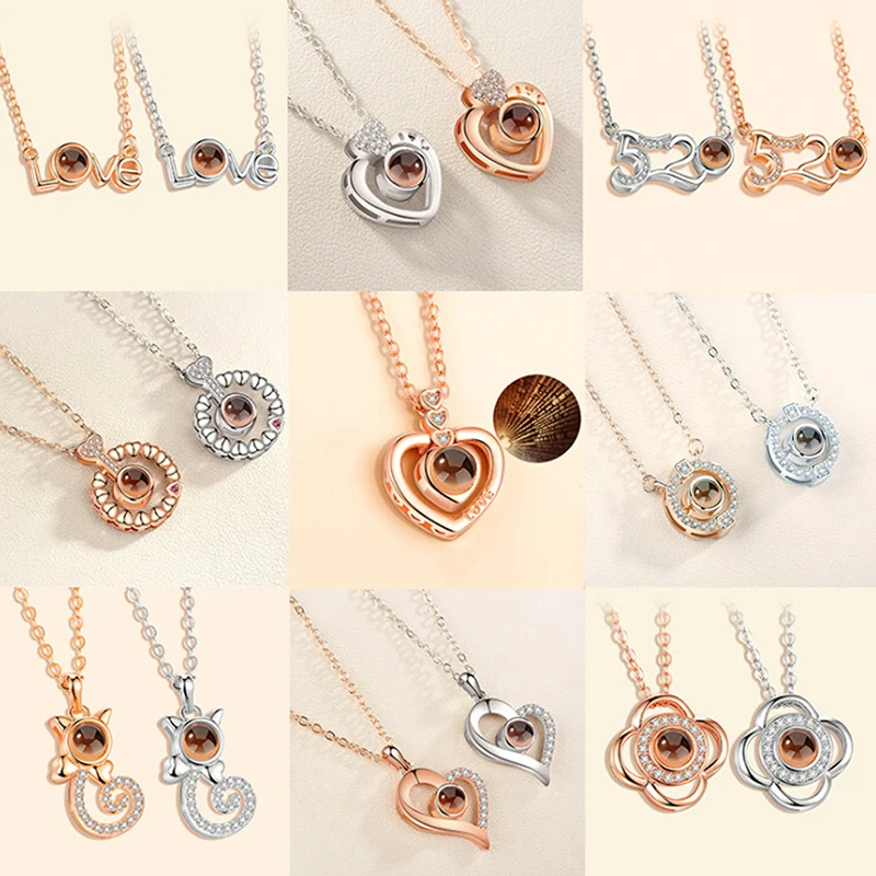 HOT 100 Languages I LOVE YOU Projection Pendant Necklace For Girls For Memory Of LOVE Valentine