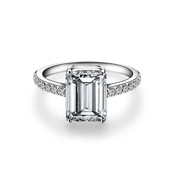 

fashion designs 18k white gold 2ct emerald cut moissanite center stones engagement ring