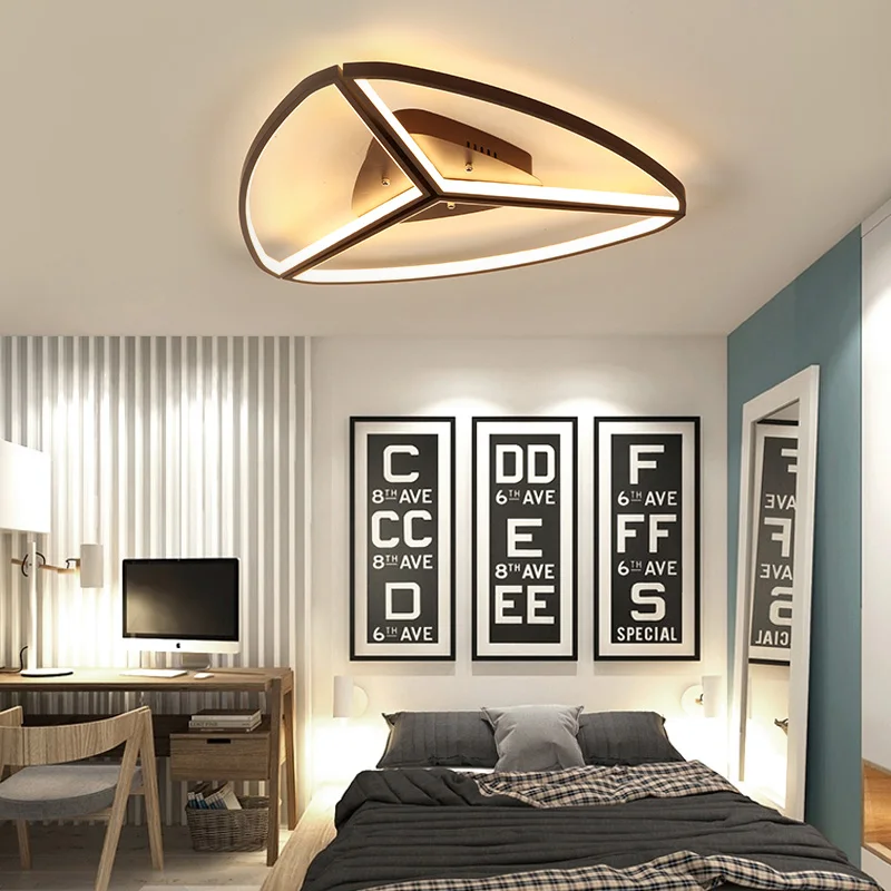 

Coffee or White Finish Modern Led Chandelier For Living Room Master Bedroom Triangle Shape Chandelier Fixtures
