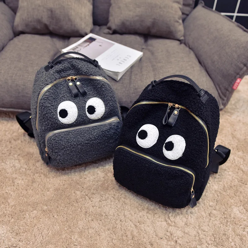 2017 new woolen bag cartoon backpack female Korean Academy leisure large capacity Backpack Travel Bag tide