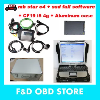 

MB Star C4 SD Connect with Software SSD Laptop CF19 with alu case work for star c4 full kit