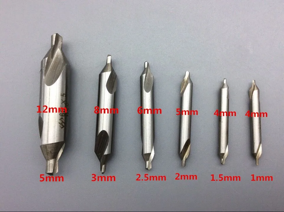 EVANX 6 шт. HSS комбинированный центр сверла Набор бит зенковки 60 градусов угол 5/3/2,5/2/1,5/1 мм