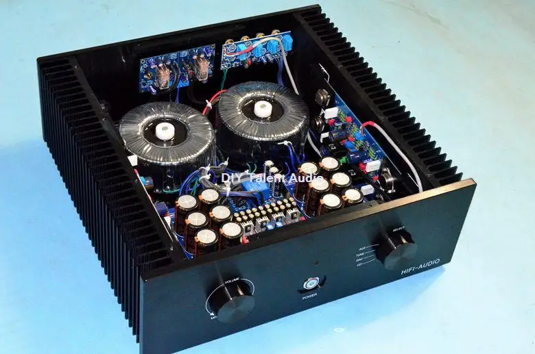 

high power AM-90 HIFI combined preamplifier and rear stage amplifier Gold-sealed 8 pcs transistors output 300WW+300W