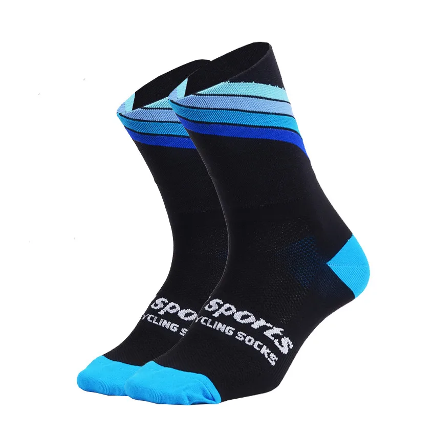 DH спортивные новые профессиональные велосипедные носки для мужчин и женщин на открытом воздухе дорожный велосипед велосипедные носки брендовые Компрессионные спортивные носки для бега - Цвет: Blcak Blue