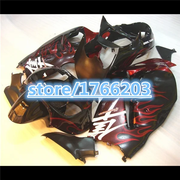 

For A Hayabsa GSXR1300 GSX-R1300 Red Flame in Black GSXR 1300 96 97 98 99 00 01 02 03 04 05 06 07 Fairing Ning