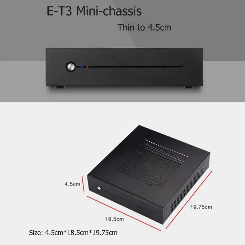 E-T3 Mini-ITX чехол ультра тонкий 0,8 мм SECC настольный компьютер ПК Шасси Поддержка настенное крепление для Mini-ITX материнская плата в пределах 17x17 см