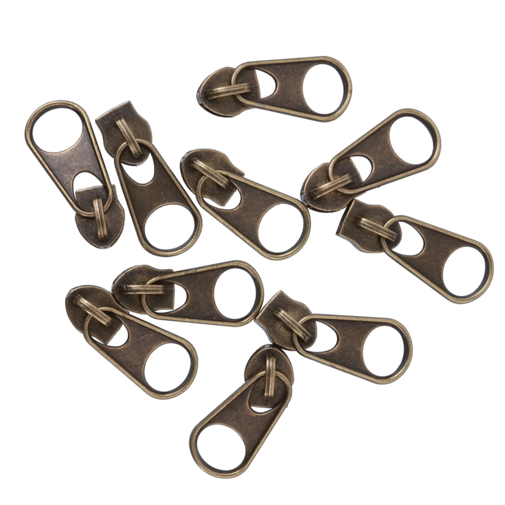 10 Pieces Multi Metal Zip Puller Sliders Head Zipper Repair Kit Replacement 3 Types Optional
