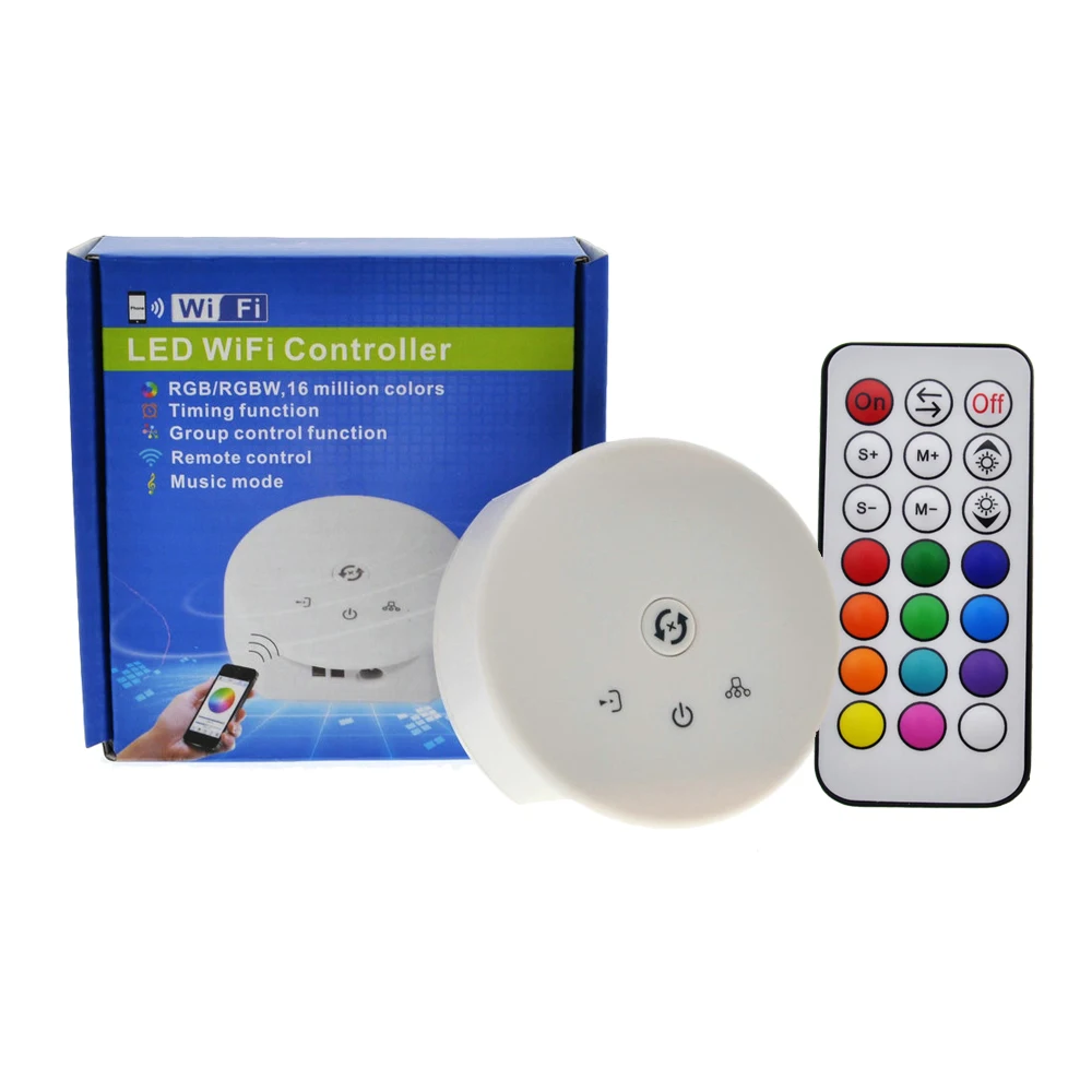 

LED RGB Wifi Controller DC12-24V Magic UFO Wifi Led Controller With 21Key RF Controller For RGB/RGBW LED Strip Lights