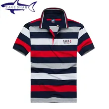 Luxus marke tace & shark polo shirt männer hohe qualität geschäfts gestreiftes revers shark logo polo stickerei camisa polo masculina