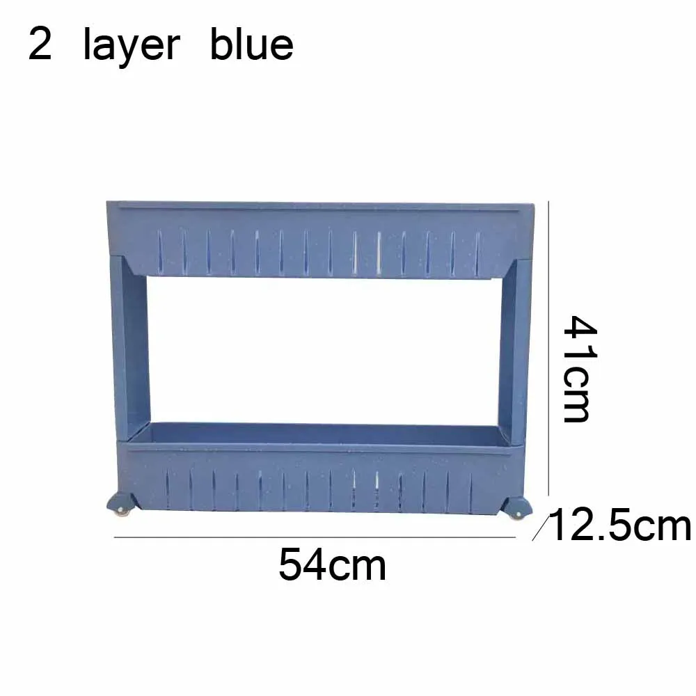1/шт зазор кухонный стеллаж для хранения полка тонкая горка башня подвижная сборка Пластиковая Полка для ванной комнаты колеса пространство 3 слоя высокое качество - Цвет: 2-layer-blue