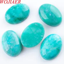 WOJIAER Natural Amazonite Gem Stones Oval Cabochon CAB No Drill Hole 18x25x7mm Jewelry Making 5PCS PU3211