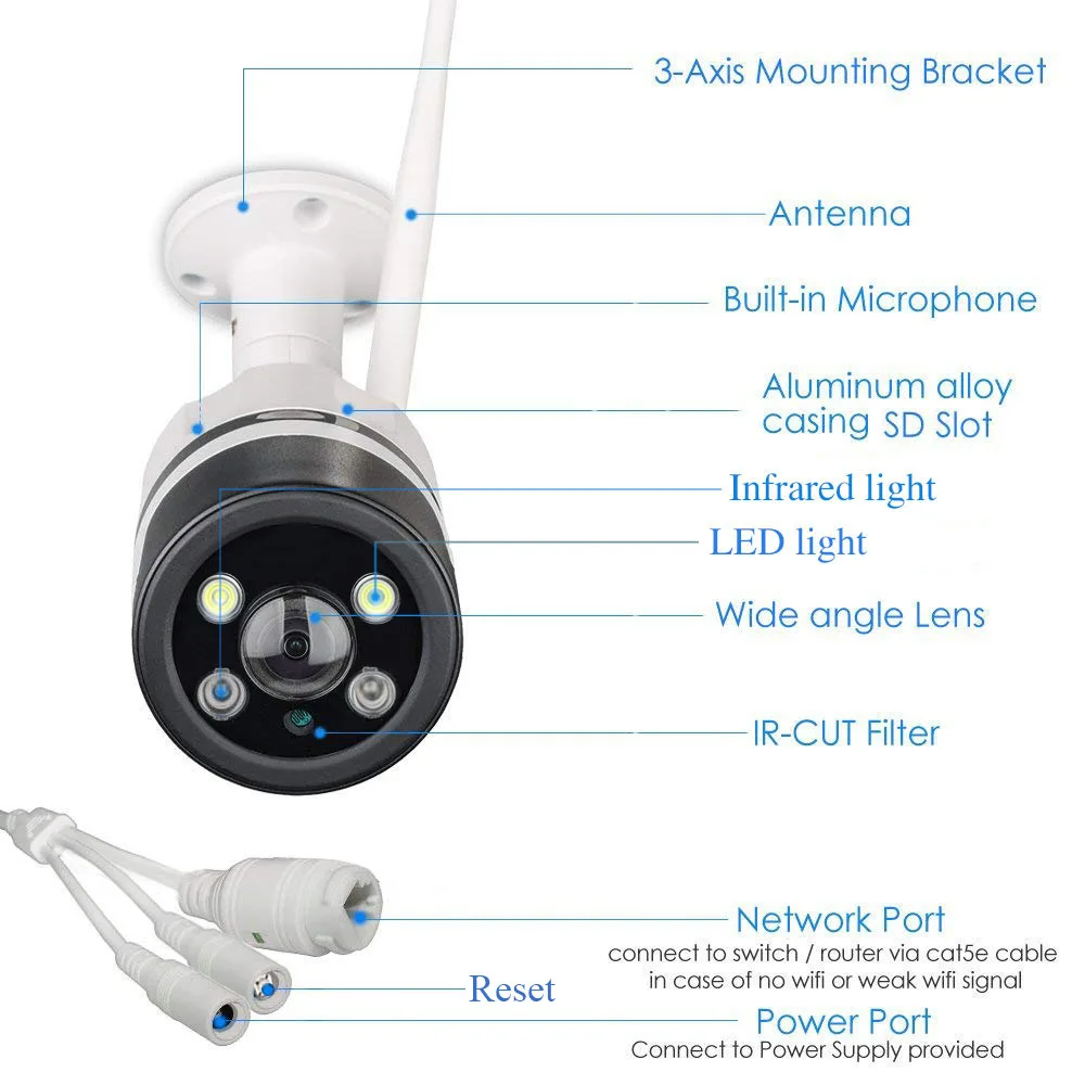 1080P CCTV Camera 720P Wifi Camera Security Surveillance Camera Two Way Audio Color Night Vision Outdoor Bullet Camera 1080P CCTV Camera 720P Wifi Camera Security Surveillance Camera Two Way Audio Color Night Vision Outdoor Bullet Camera