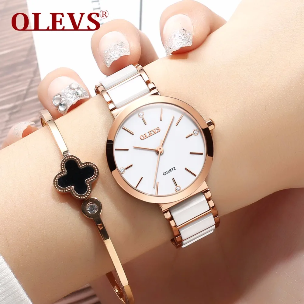 OLEVS Minimalist style Women Watches luxury Fashion Quartz wrist watches for women Ceramics Ladies Clock Relogio Masculino NEW