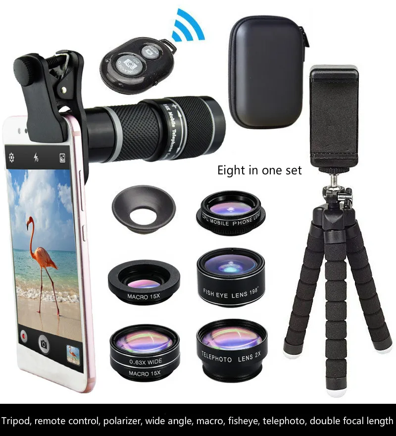 

18X HD Camera Telescope Telephoto Mobile Phone Lens Set Universal Wide Angle Macro Fisheye Photography External Lens