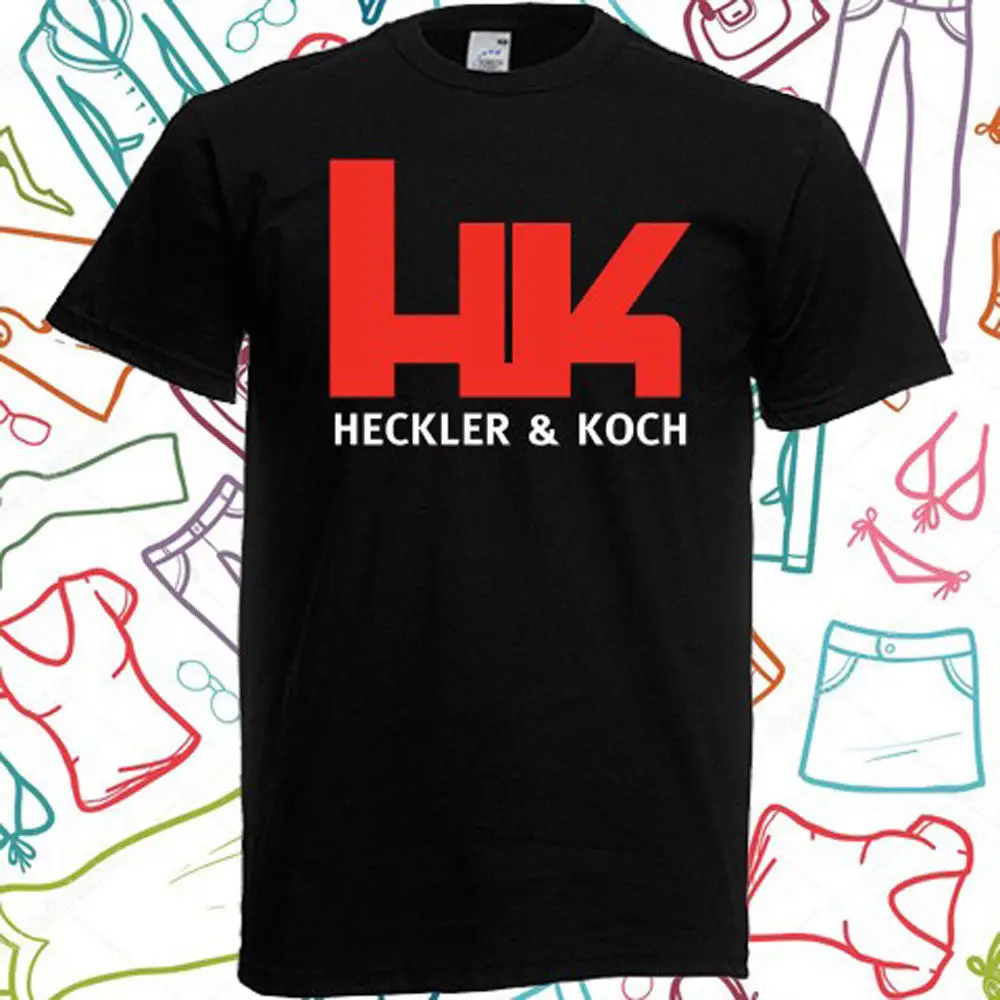 HK HECKLER AND KOCH Firearms Gun Logo Men's Black T Shirt Size S M L XL ...
