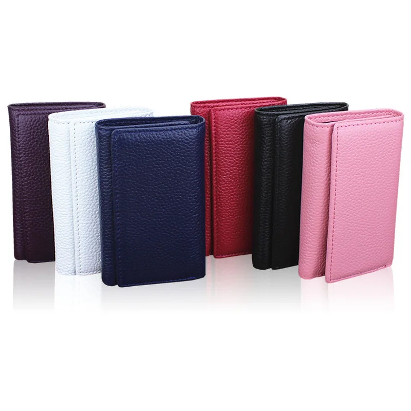 Fashion Money Clips Women Genuine Leather Zipper Money Wallet Three