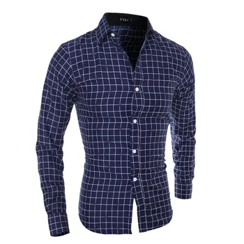 

ZOGAA Men's Slim Long Sleeve Shirt Plaid Casual Autumn Spring Cotton Shirt Male Tops Clothing Plus Size Shirts Chemise Homme