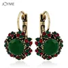 Pendientes con colgante de flores para mujer, aretes de Color dorado con cristal de resina, Clip de aro redondo, aretes nupciales, novedad ► Foto 1/6
