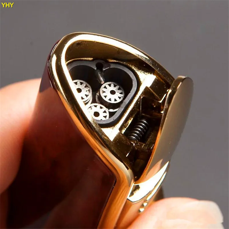 New Arrival Wholesale COHIBA Accessories Pocket Quality Metal Snake Mouth Shape Butane Gas Windproof 3 Torch Jet Flame Lighter W Punch01
