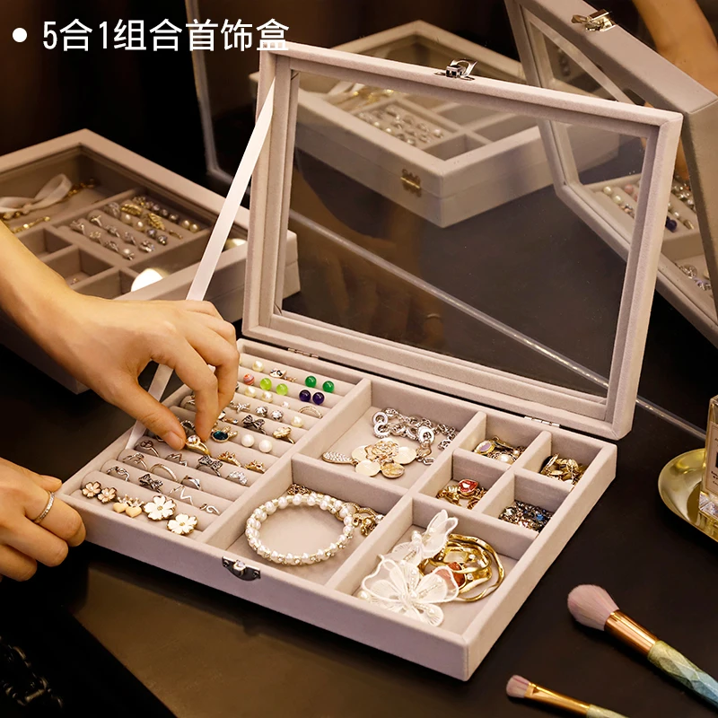 

Fashion Charm Fashion Jewelry Boxes Transparent Jewelry Earring Earrings Ring Bracelet Necklace European Dust-proof Jewelry Box