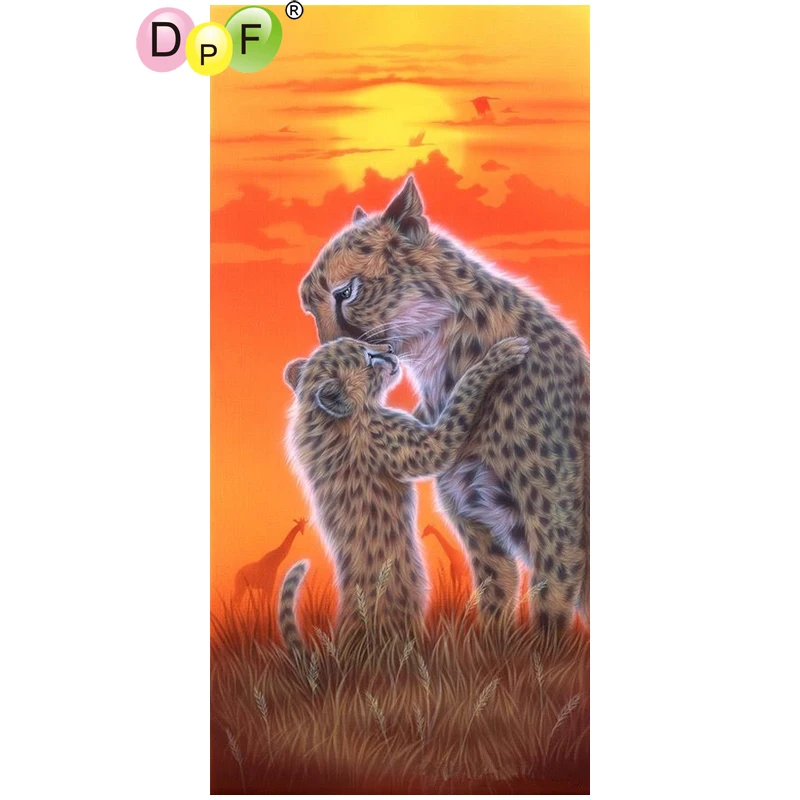 

DPF The setting sun is a leopard 5D diamond embroidery diamond painting cross stitch needlework diamond mosaic square home decor