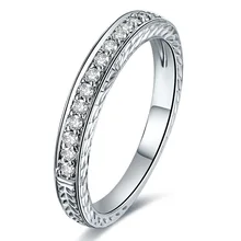 Channel Set Diamond Engagement Ring for Women 18K White Gold 0.08ct Diamond Jewelry Wedding Band Handmade Free DHL Shipping